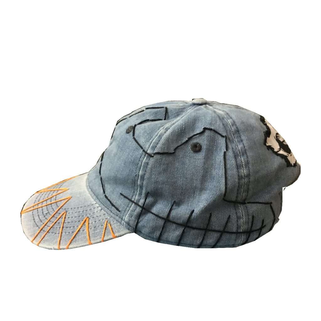 Skull Tooth Personalized Patch Design Washed Denim Hat - Image 3