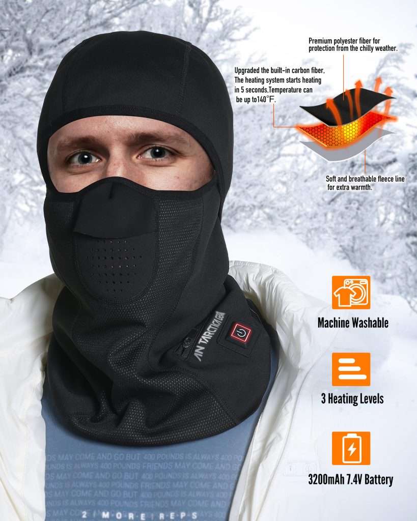 ANTARCTICA GEAR Heated Balaclava Face Ski Mask Windproof Warm Heating Hat For Motorcycle Riding Women Men - Image 2