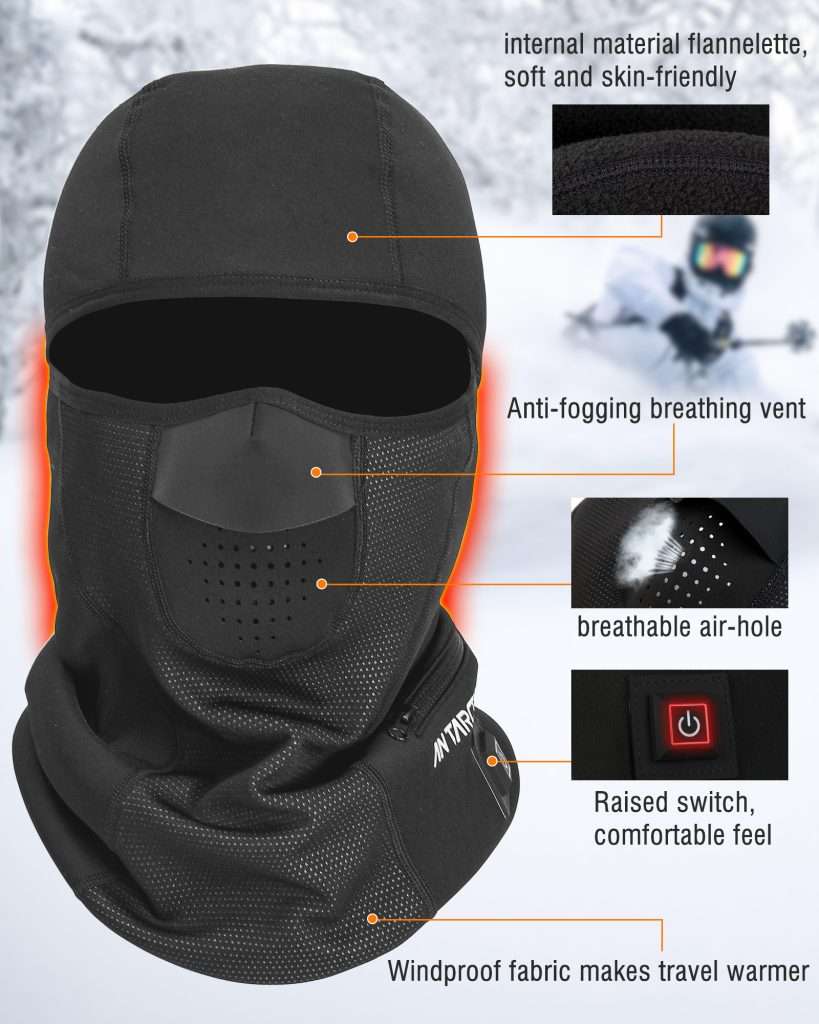 ANTARCTICA GEAR Heated Balaclava Face Ski Mask Windproof Warm Heating Hat For Motorcycle Riding Women Men - Image 3