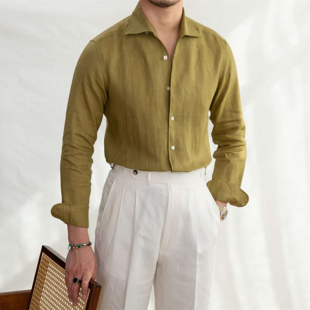 Italian One-Piece Collar Slim-Fit Shirt - Image 10