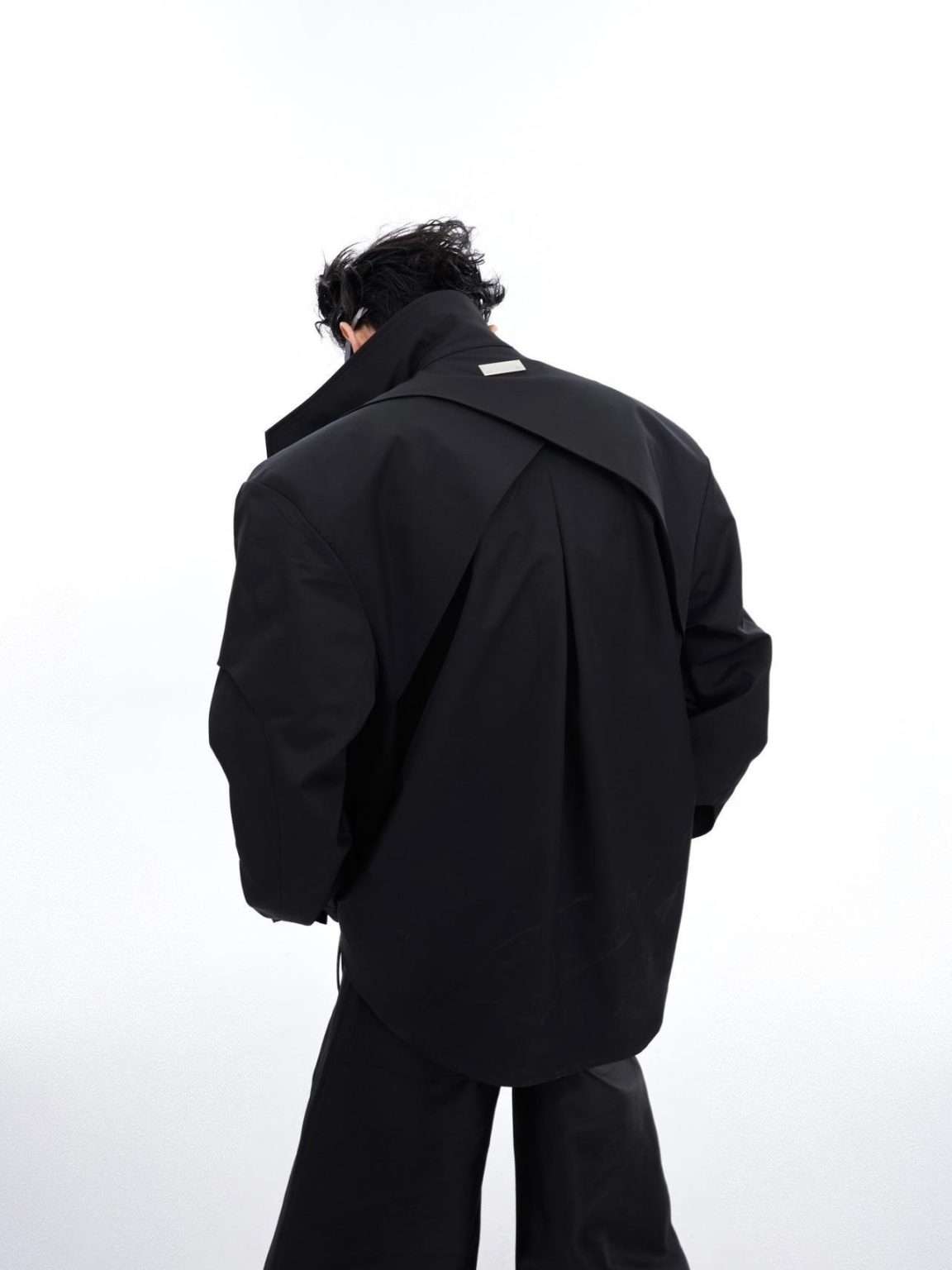 Men's Double-layer Oversized Black Techwear Jacket - Image 7