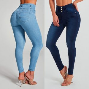 Flattering Fit with High Waist Jeans Enhance your silhouette with our High Waist Jeans for women. These skinny trousers are designed to offer a flattering fit that hugs your curves and accentuates your shape. The high-waisted design not only provides a sleek, stylish look but also offers added comfort and support. Perfect for any occasion, these jeans are a wardrobe staple that can be dressed up or down effortlessly. Ultimate Comfort and Stretch Experience ultimate comfort with our high waist skinny jeans. Made from premium stretch fabric, these trousers offer the perfect blend of flexibility and support. The stretchy material ensures a comfortable fit that moves with you, providing ease of movement throughout your day. Whether you're running errands, heading to the office, or going out for the evening, these jeans will keep you feeling comfortable and confident. Shaping and Hip Lifting Design Achieve a sculpted look with our shaping and hip lifting jeans. The specially designed cut and stitching lift and enhance your hips, giving you a more defined and toned appearance. The tight fit and strategic shaping create a streamlined look, making your legs appear longer and leaner. Embrace your curves and enjoy the boost of confidence that comes with perfectly fitting jeans.