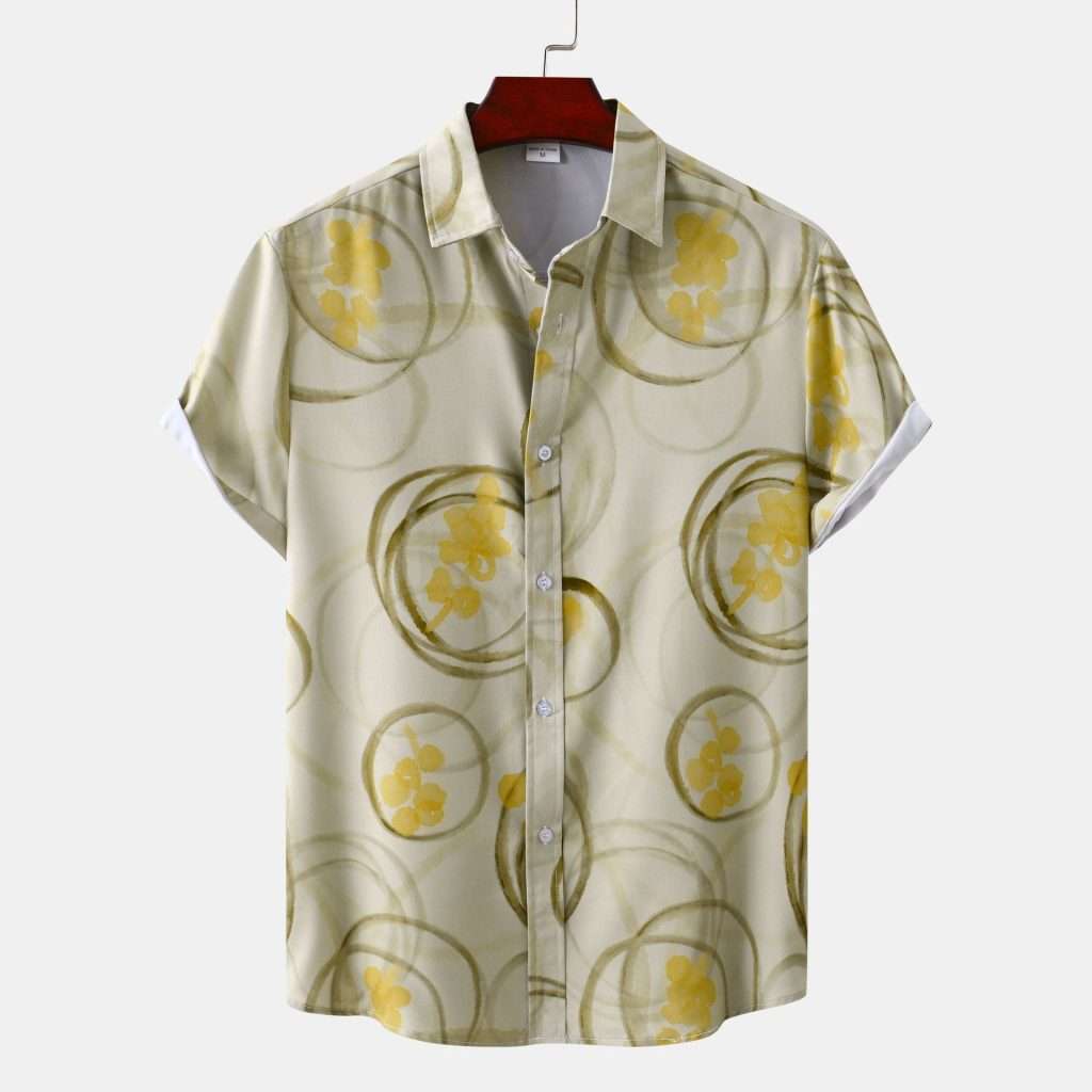 Abstract Print Short-Sleeve Button-Up Shirt