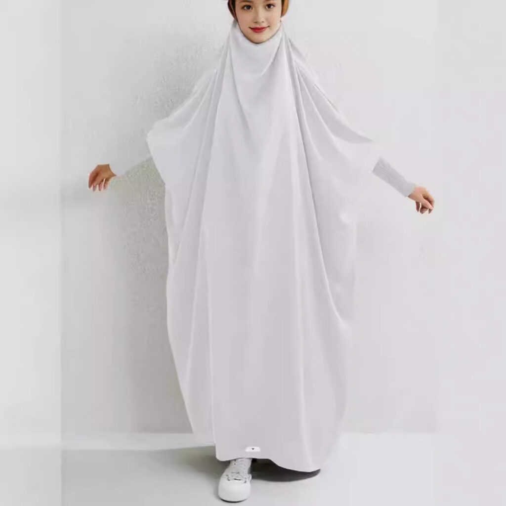 Middle East DUBAI Turkish Muslim Swing Solid Color Long Sleeve Smocking Robe - Image 5