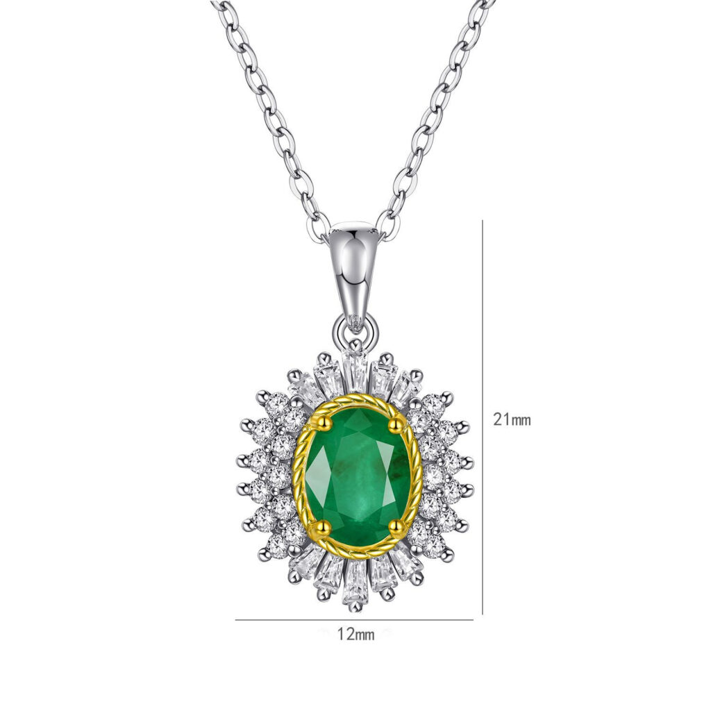 Natural Emerald Pendant Feminine Minority Design Jewelry S925 Silver Chain - Image 5