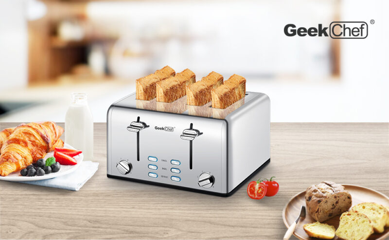 Prohibit Shelves In The Amazon. Toaster 4 Slice, Geek Chef Stainless Steel Extra-Wide Slot Toaster With Dual Control Panels Of Bagel,Defrost,Cancel Function,Ban Amazon - Image 10