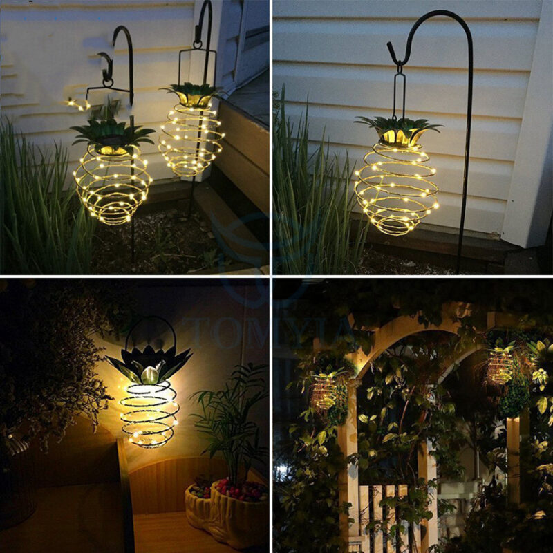 Outdoor Waterproof Garden Pineapple Solar Lights Path Lights Hanging Fairy Lights Solar Led Warm Fairy String Decor - Image 2