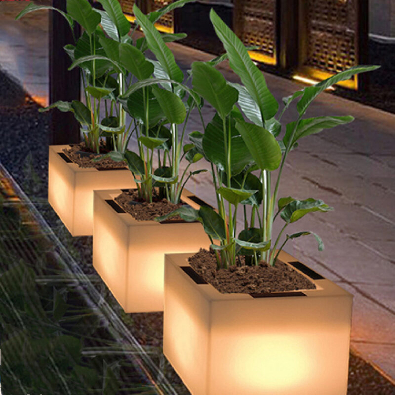 Super Bright Luminous Waterproof Plastic Flowerpot Garden Lamp - Image 8