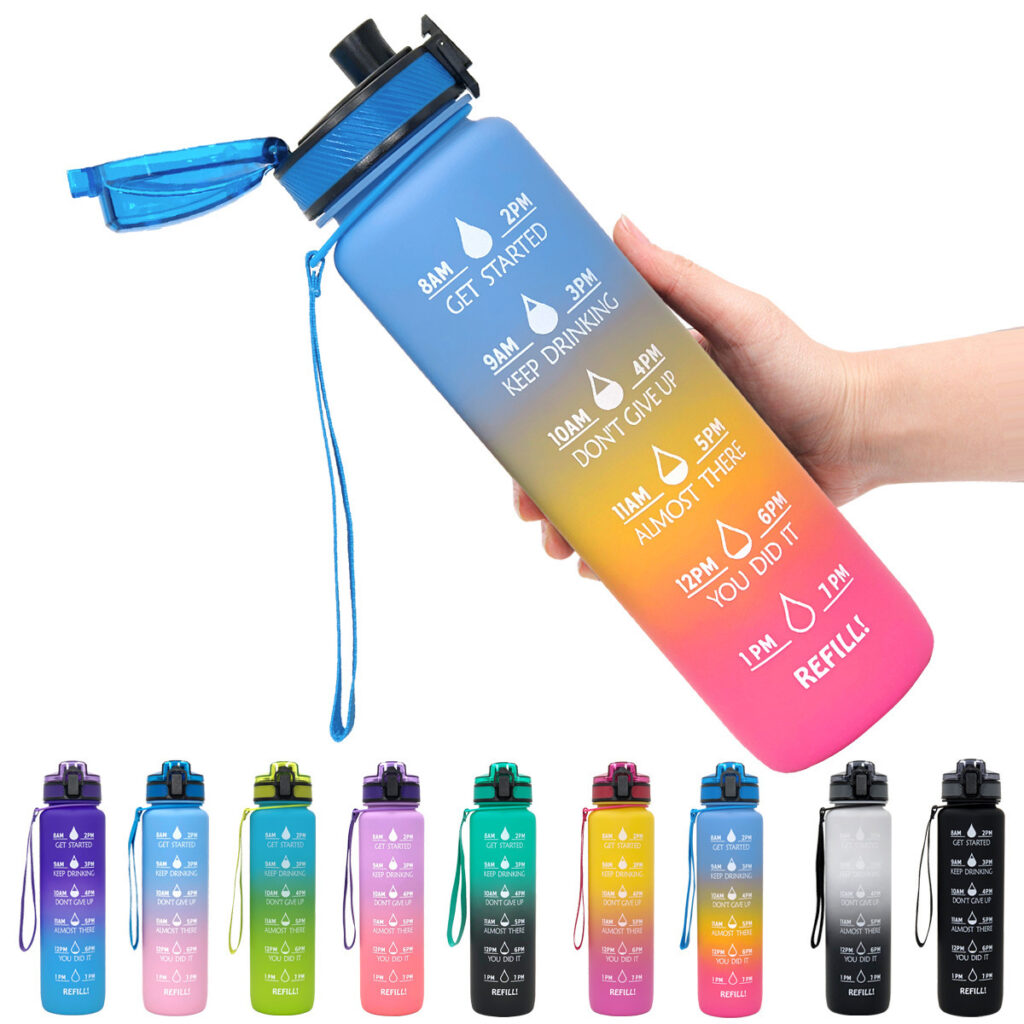 1L Motivational Tritan Water Bottle with Time Marker