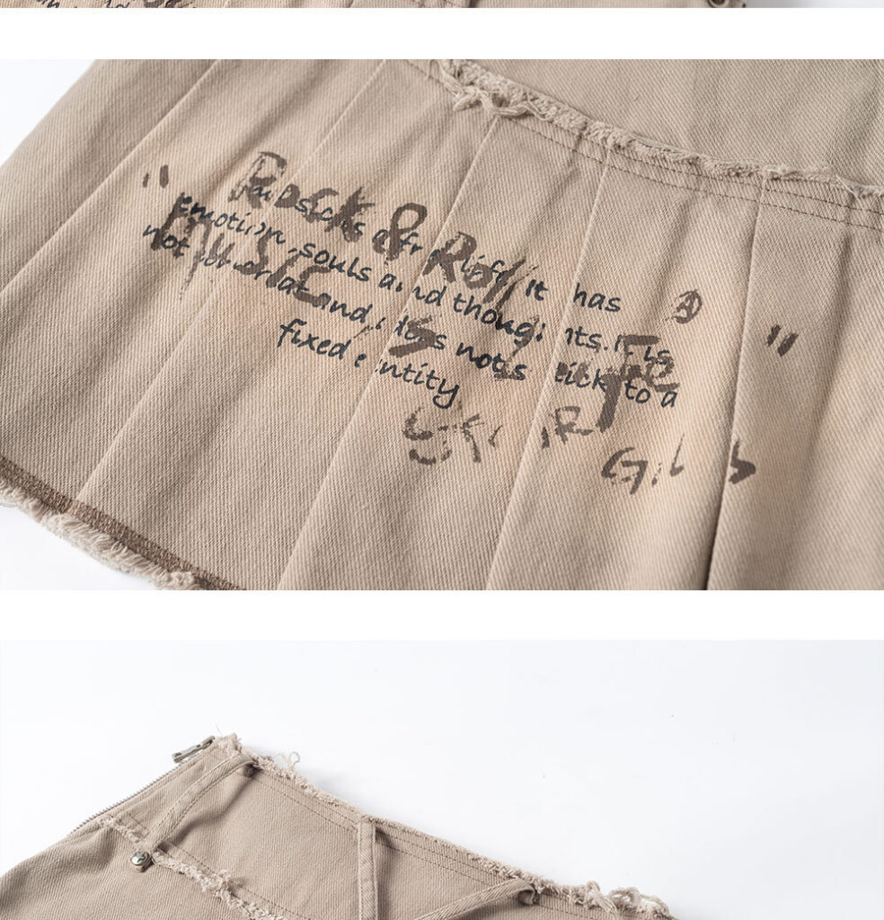 Graffiti Printing Heavy Industry Old Washed Denim Skirt - Image 2