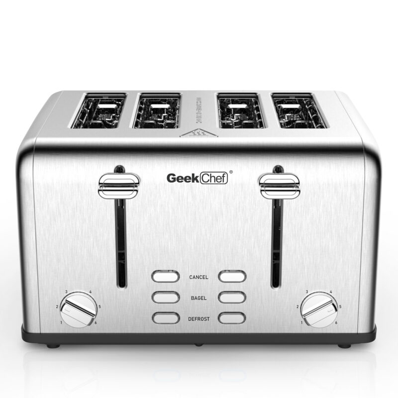 Prohibit Shelves In The Amazon. Toaster 4 Slice, Geek Chef Stainless Steel Extra-Wide Slot Toaster With Dual Control Panels Of Bagel,Defrost,Cancel Function,Ban Amazon