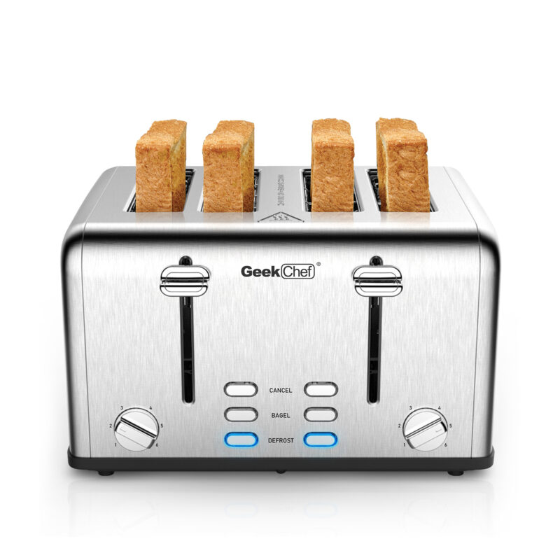 Prohibit Shelves In The Amazon. Toaster 4 Slice, Geek Chef Stainless Steel Extra-Wide Slot Toaster With Dual Control Panels Of Bagel,Defrost,Cancel Function,Ban Amazon - Image 3