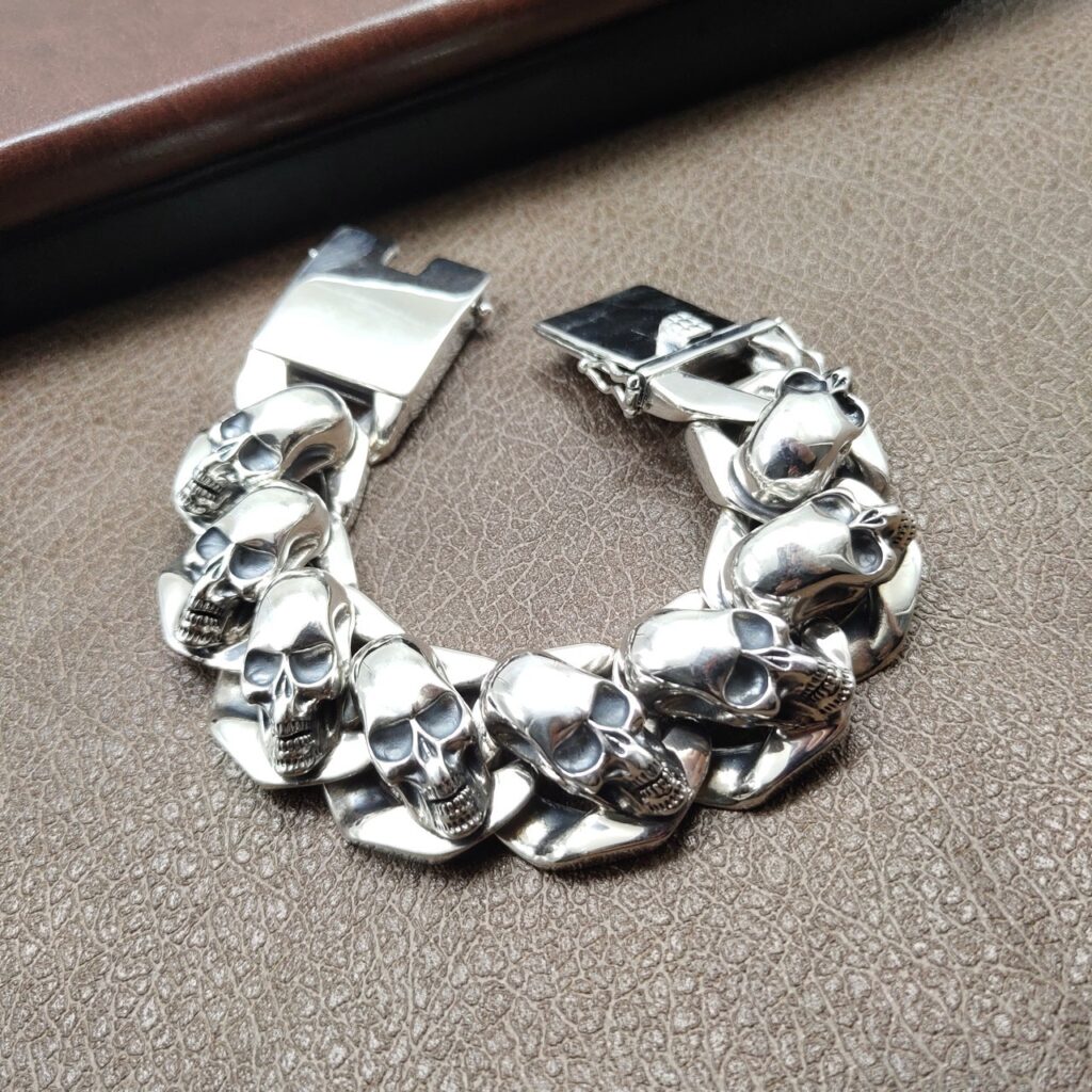 S925 Personality Feather Skull Bracelet For Men - Image 10