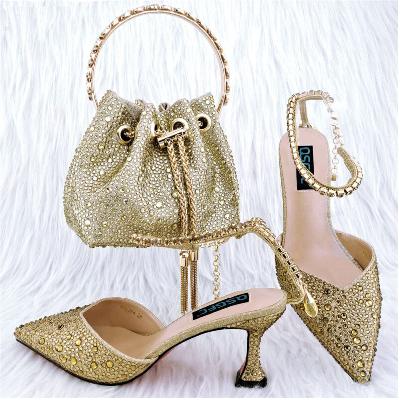 Shoe Bag Set Combination Pointy Back Empty Sandals Same Style Hand-held Diamond - Image 5