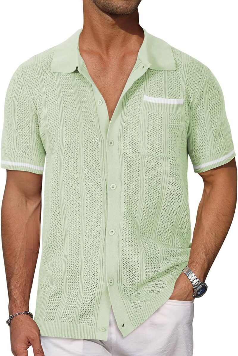 Men's Summer Breezy Knit Button-Up Shirt - Image 7