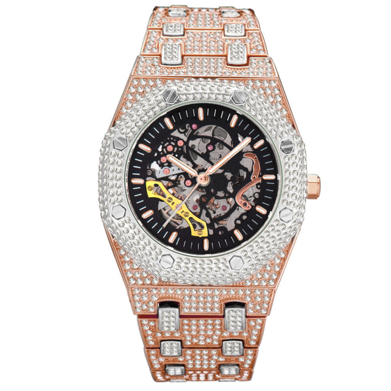 Luxury Crystal-Studded Skeleton Watch