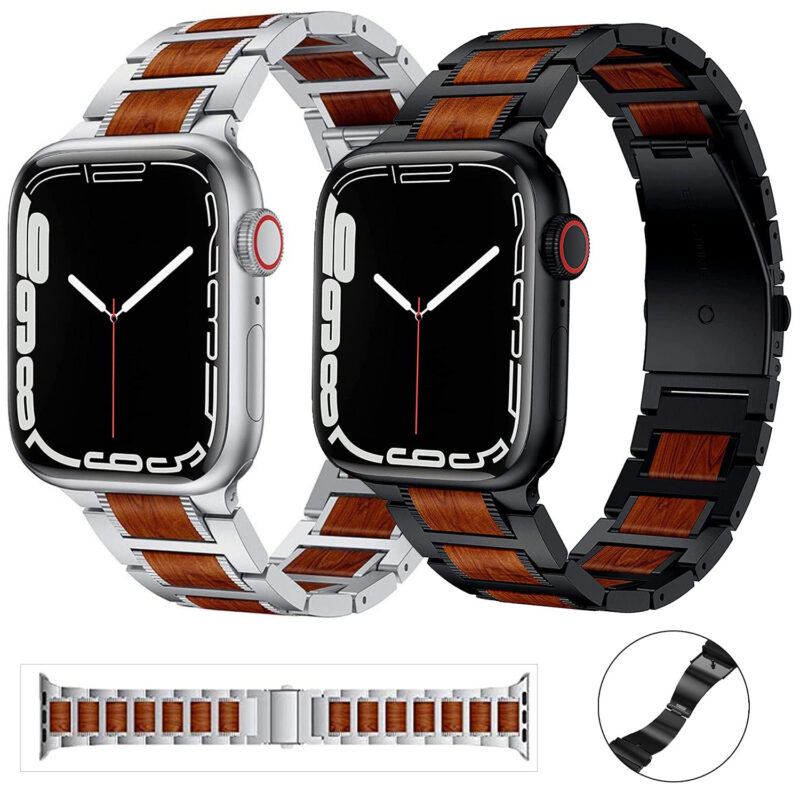 Creative Stainless Steel Sandalwood Watch Strap - Image 2