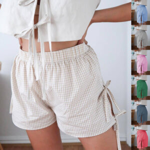 Plaid Lace-Up Y2K Summer Shorts For Women