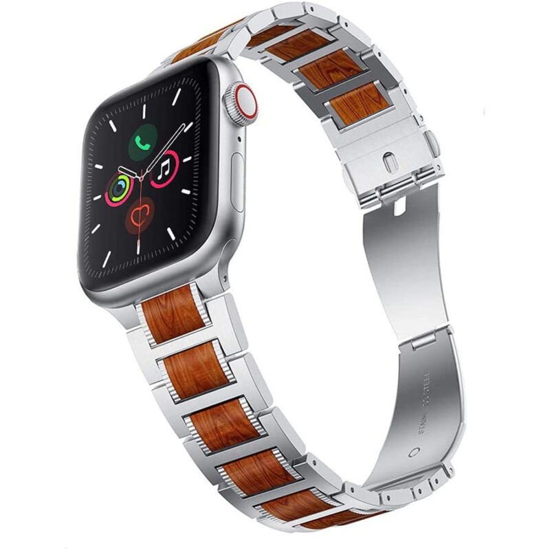 Creative Stainless Steel Sandalwood Watch Strap - Image 5