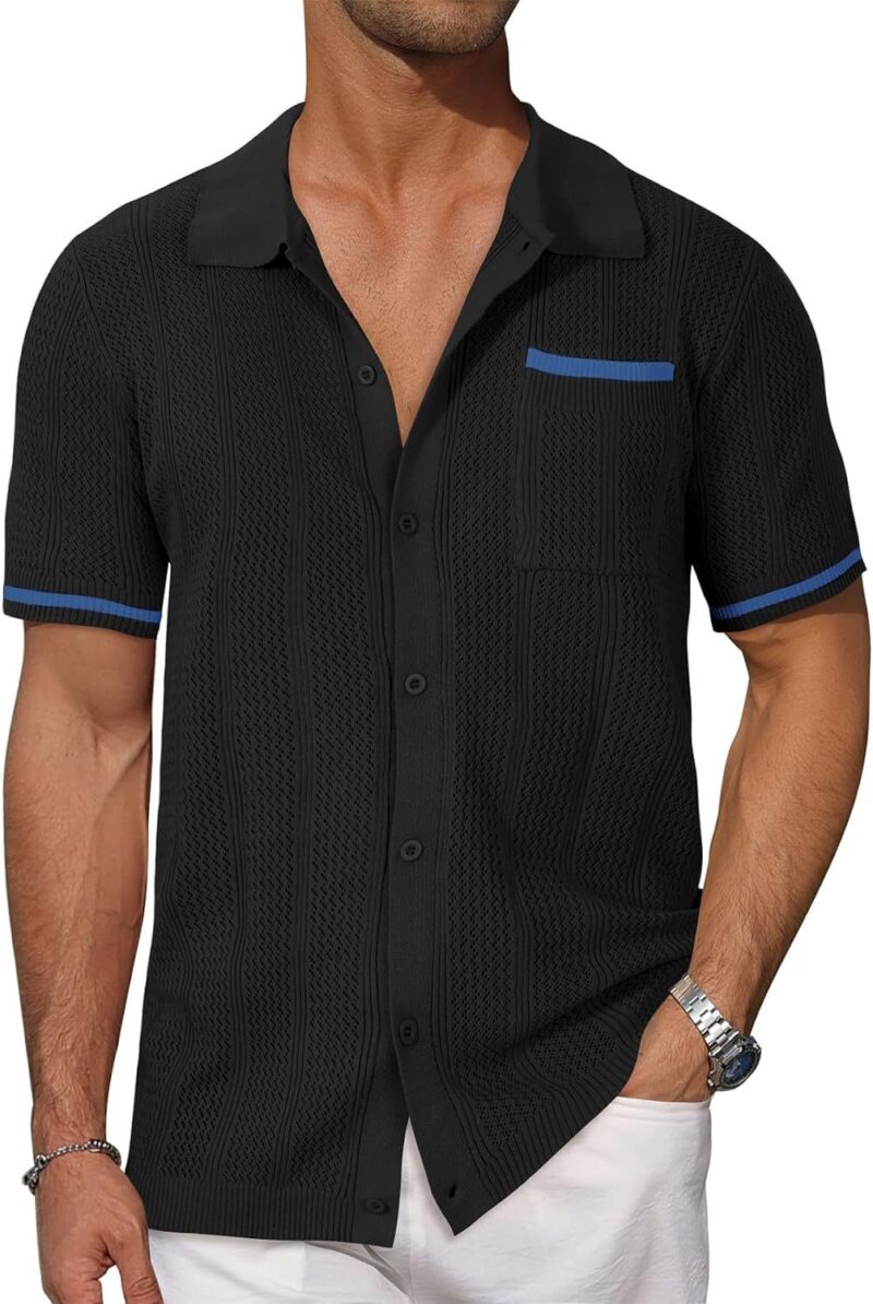 Men's Summer Breezy Knit Button-Up Shirt - Image 6