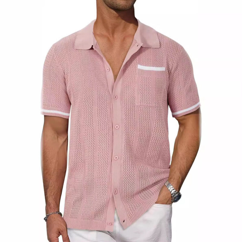 Men's Summer Breezy Knit Button-Up Shirt - Image 2