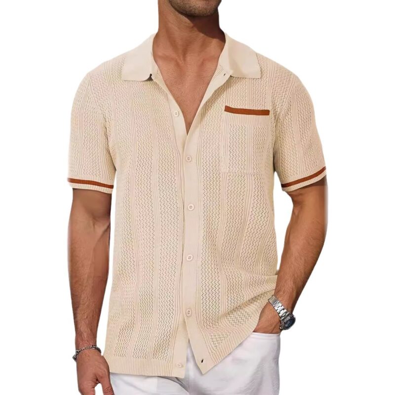 Men's Summer Breezy Knit Button-Up Shirt - Image 4