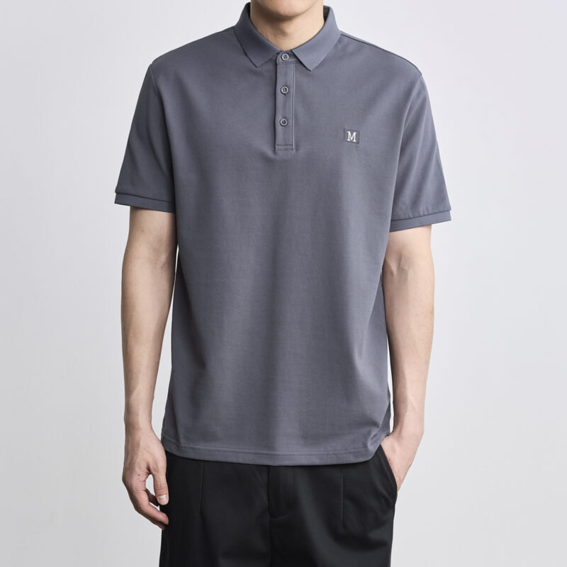 Embroidered Letter Lapel Polo Shirt - Image 3