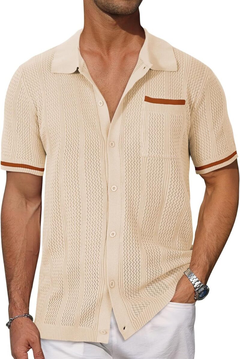 Men's Summer Breezy Knit Button-Up Shirt - Image 10