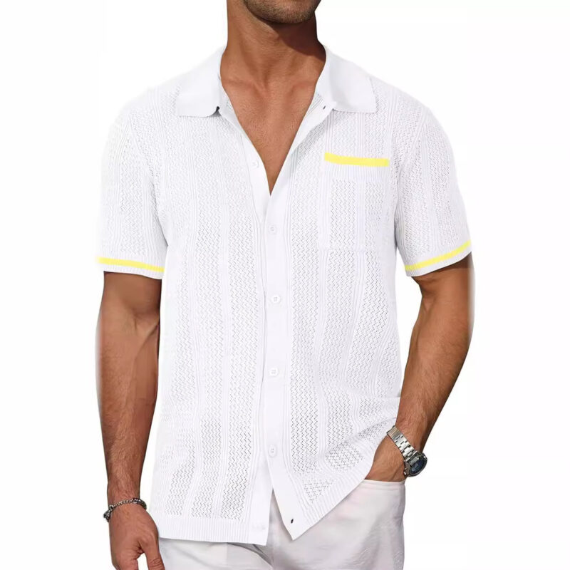 Men's Summer Breezy Knit Button-Up Shirt - Image 5