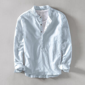 Classic Men's Stand Collar Linen Shirt