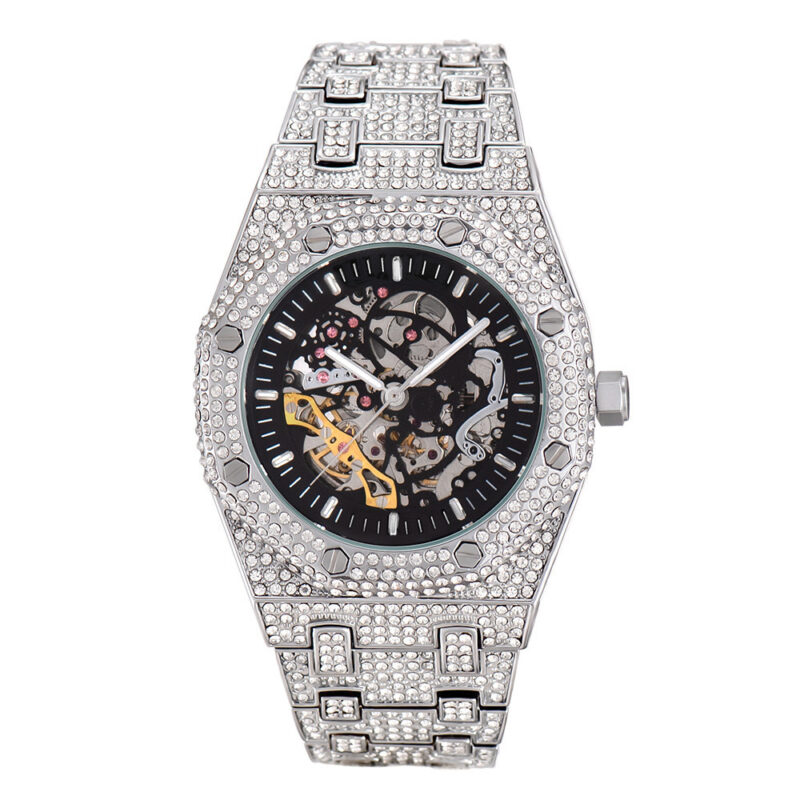 Luxury Crystal-Studded Skeleton Watch - Image 8