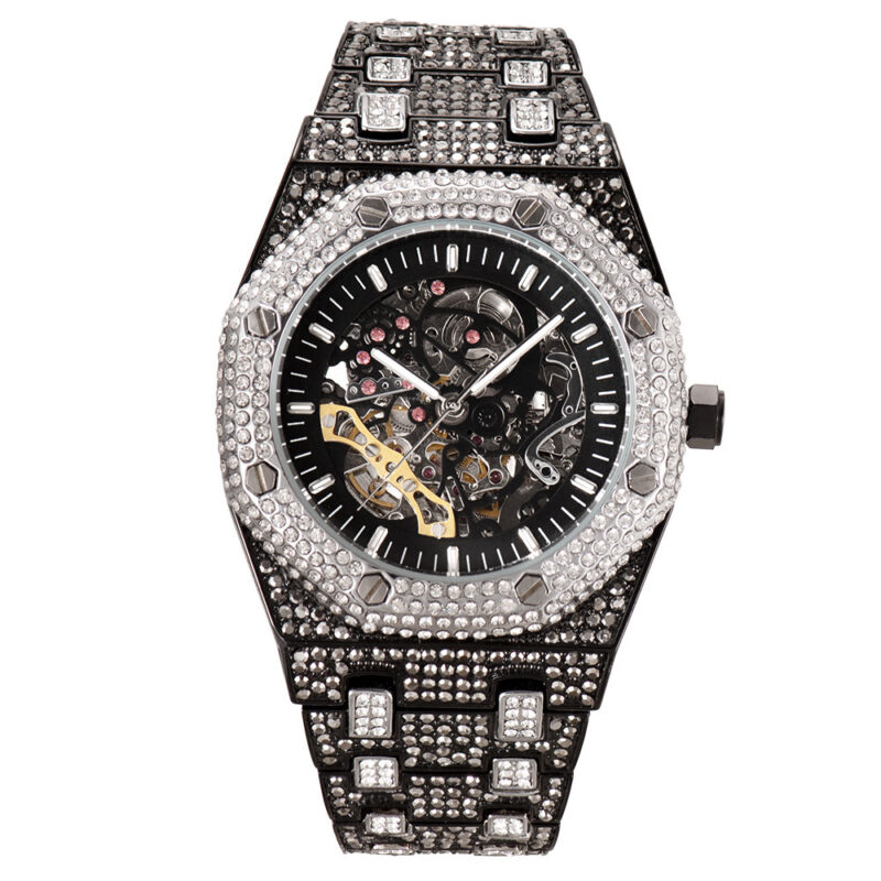 Luxury Crystal-Studded Skeleton Watch - Image 4