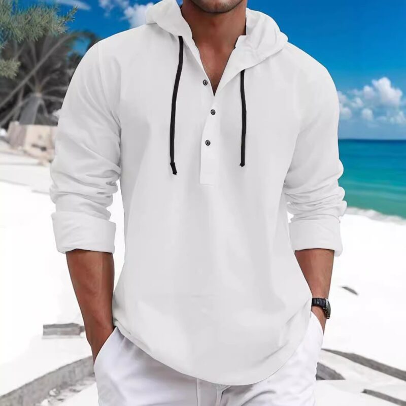 Fashion Men's Pearl Cotton Long-sleeved Hooded Sweater - Image 6