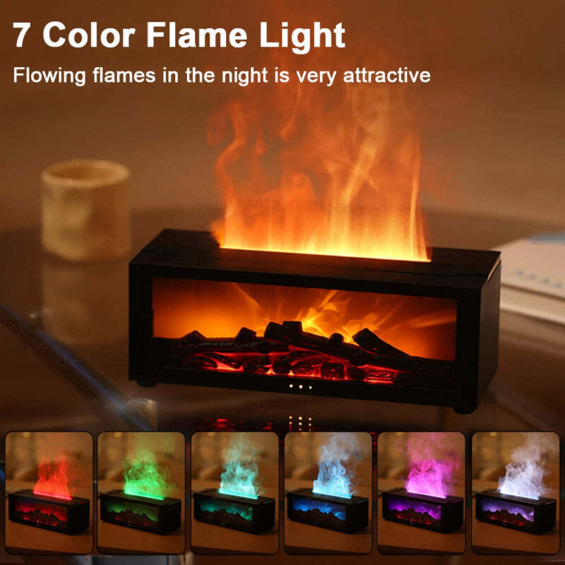 New Flame Aromatherapy Machine Colorful Essential Oil Diffuser Home Large Fog Volume Flame Humidifier 3D Flame Fireplace Machine - Image 8