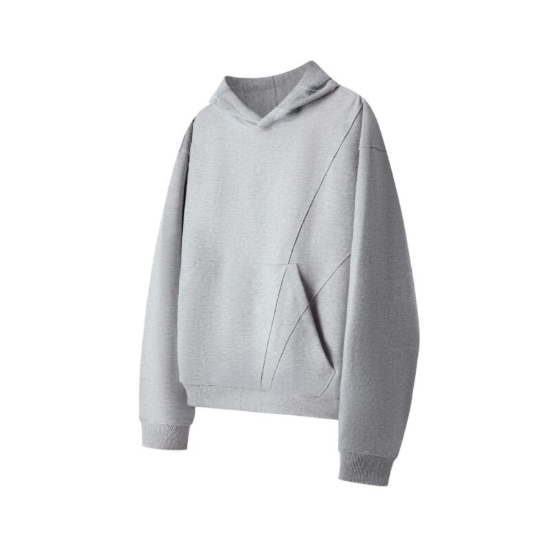 Solid Color Hooded Stitching Thread Sweater - Image 5