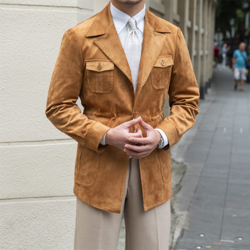 Suede Safari Jacket With Slim Fit - Image 4