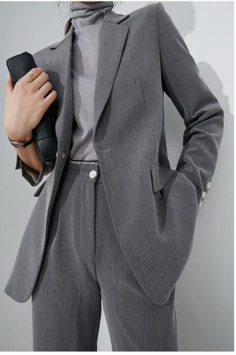 Gray Suit Jacket Casual Temperament Small Suit Women - Image 3