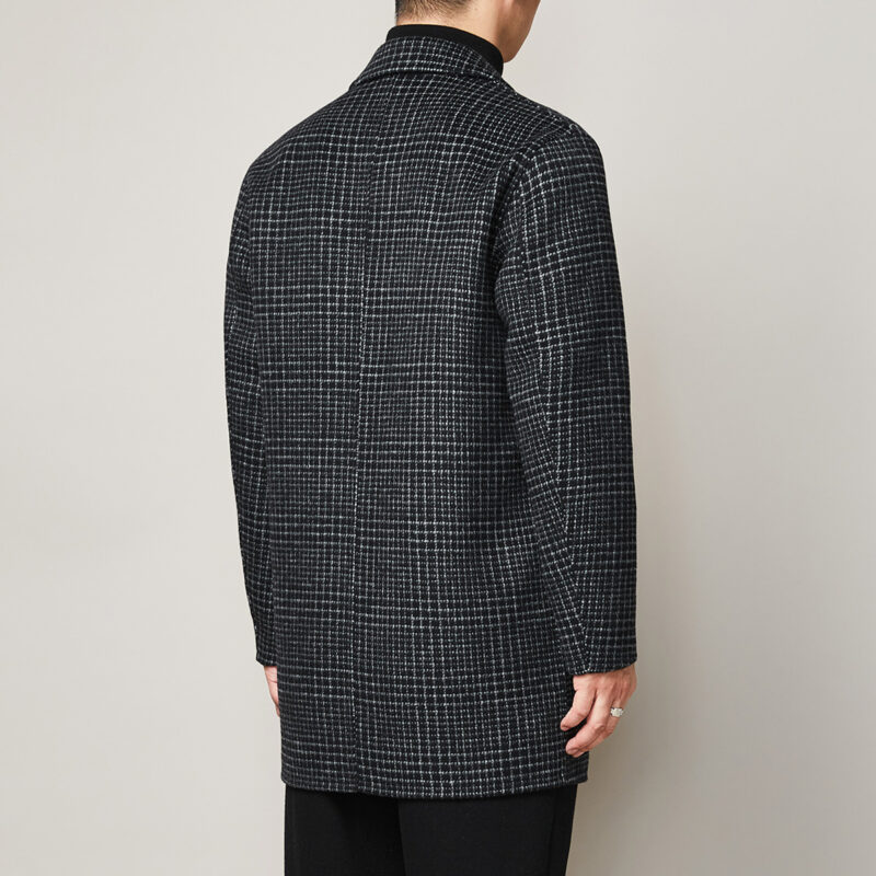 Men's Check Woolen Coat Thick Handmade Double-Sided Woolen Coat - Image 3