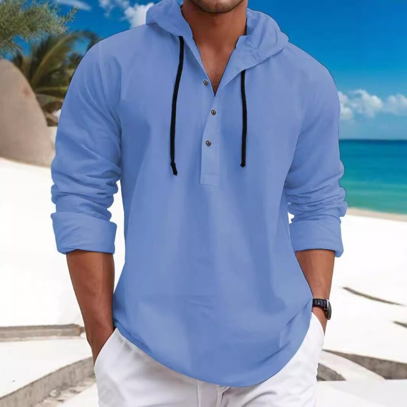 Fashion Men's Pearl Cotton Long-sleeved Hooded Sweater - Image 3