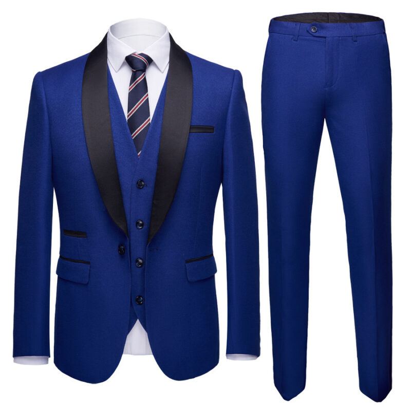 Men's Business Casual Suits, Men's Korean Version Of The Self-Cultivation Wedding Groom Suit Dress Three-Piece Suit - Image 3