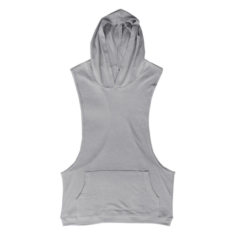 Sports style men's hooded sleeveless vest sweater