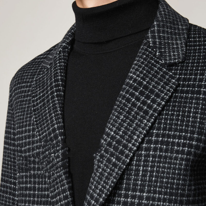 Men's Check Woolen Coat Thick Handmade Double-Sided Woolen Coat - Image 2