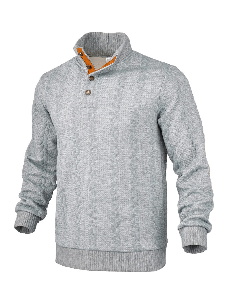 Men's Jacquard Sweater Affixed Cloth Embroidered Lapel - Image 9