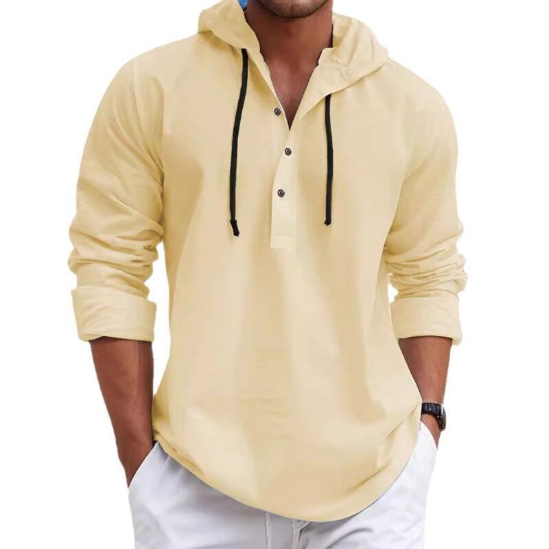 Fashion Men's Pearl Cotton Long-sleeved Hooded Sweater - Image 4