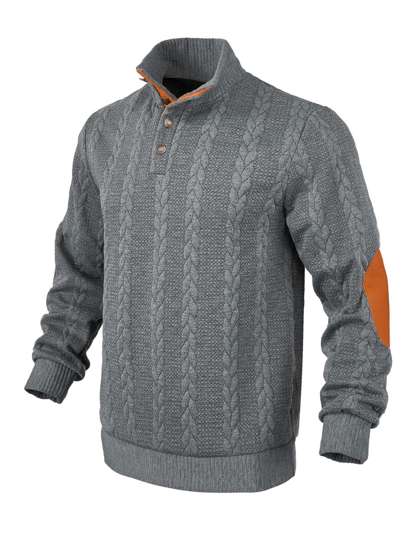 Men's Jacquard Sweater Affixed Cloth Embroidered Lapel - Image 8