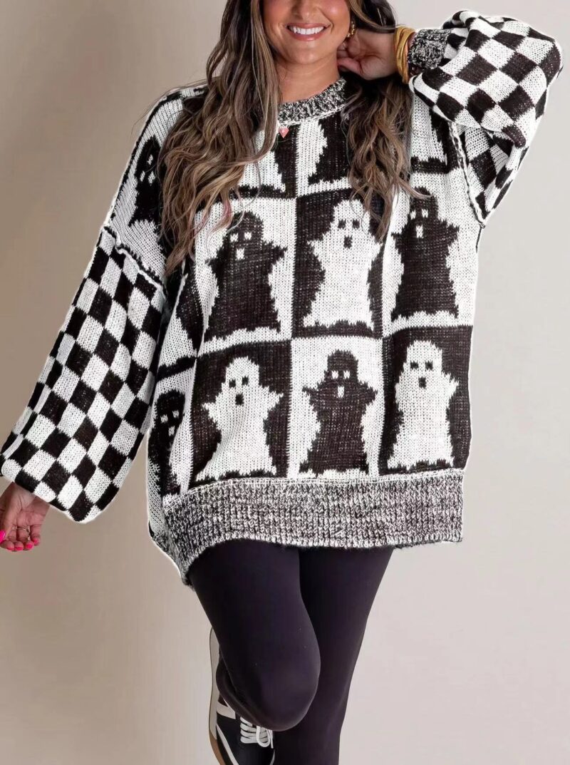 Oversized Halloween Pumpkin Knit Sweater - Image 9