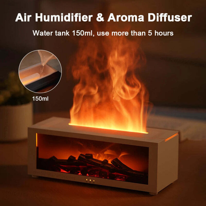 New Flame Aromatherapy Machine Colorful Essential Oil Diffuser Home Large Fog Volume Flame Humidifier 3D Flame Fireplace Machine - Image 5