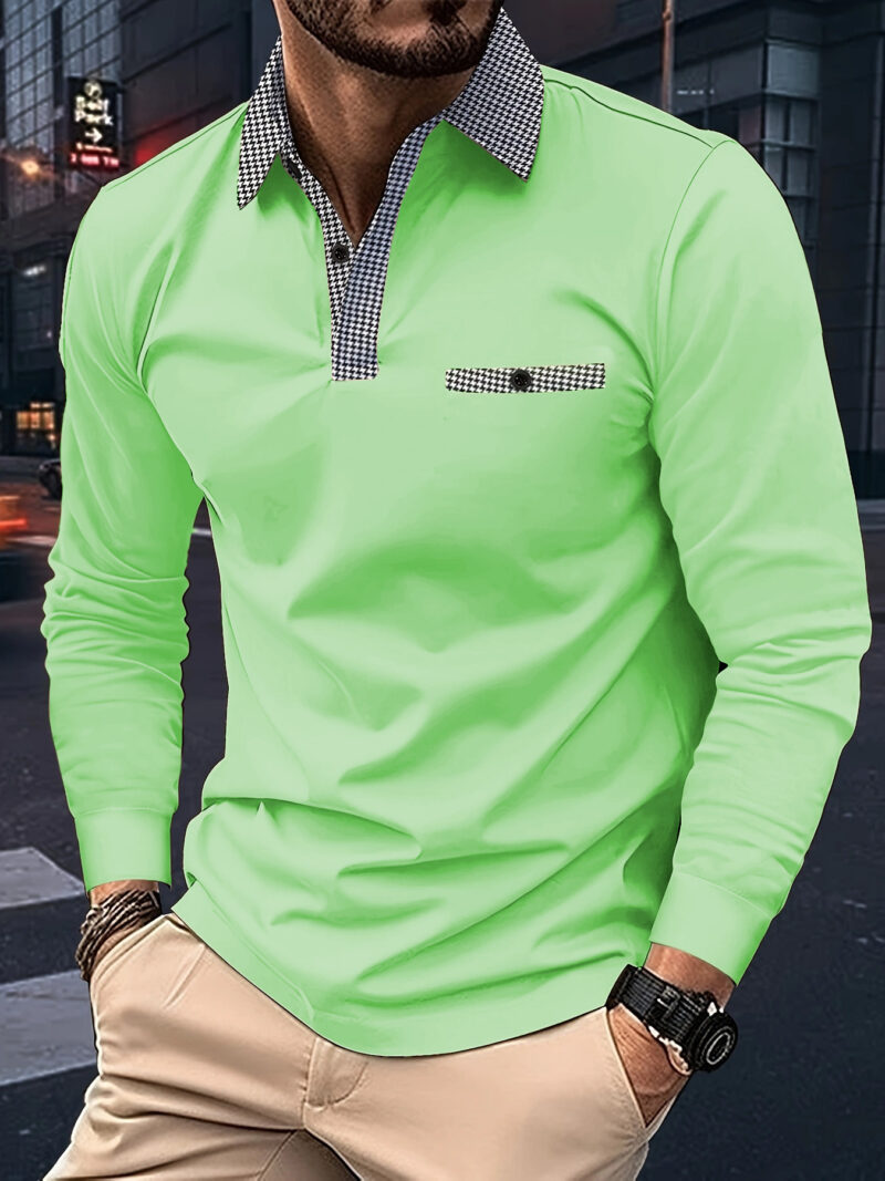 Men's Stylish Long Sleeve Polo Shirt - Image 4