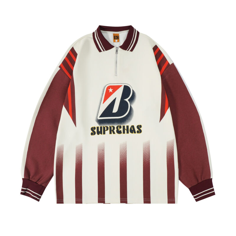 American Retro Alphabet Striped Long Sleeve - Image 2