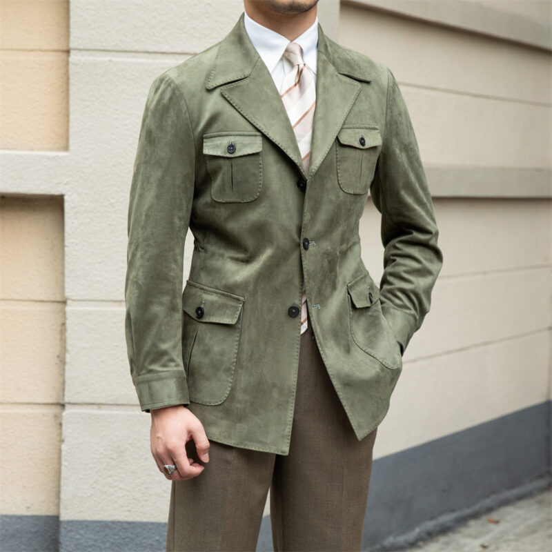 Suede Safari Jacket With Slim Fit - Image 2